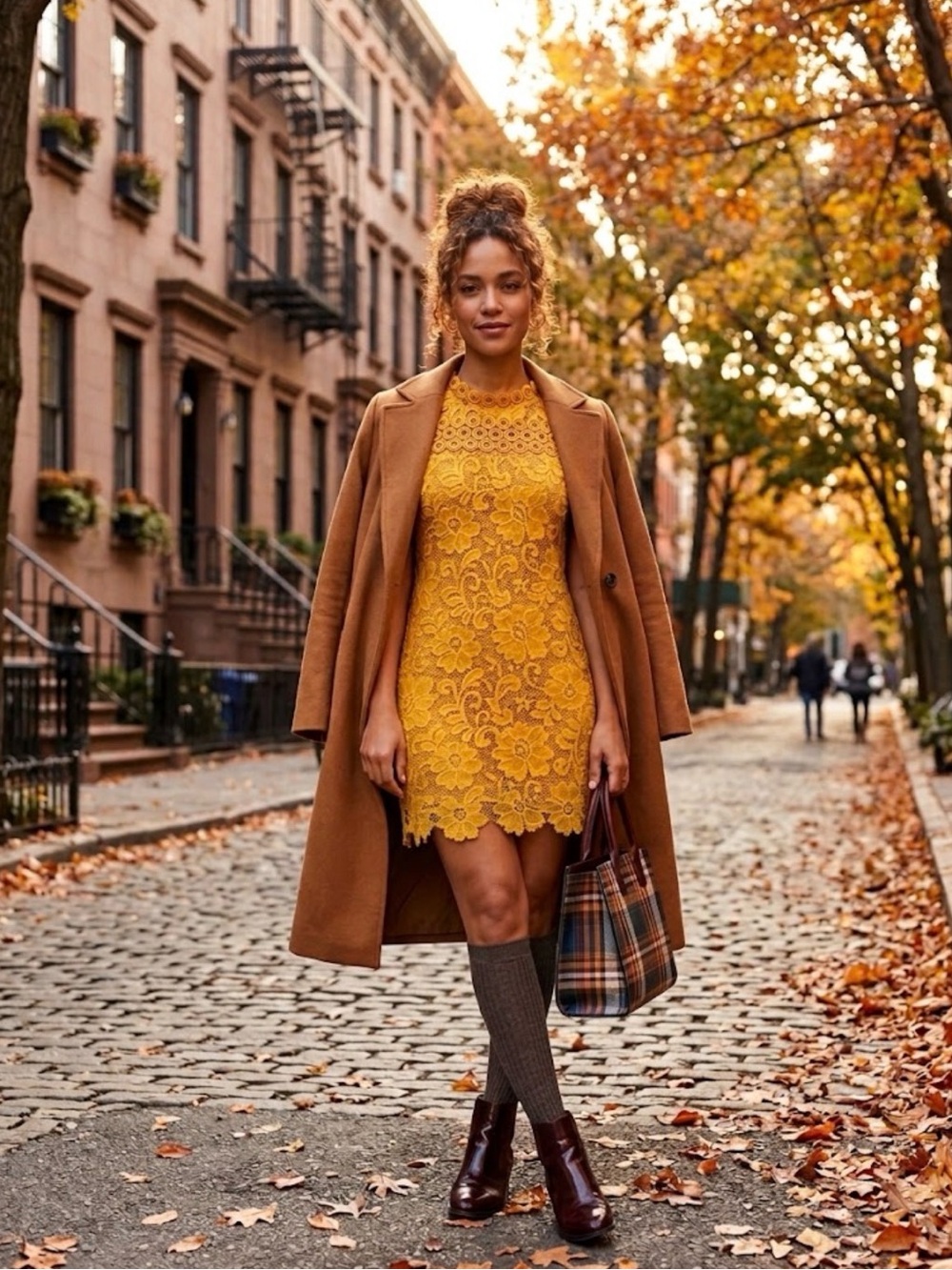 Floral Lace Cap-Sleeve Midi Dress in Bright Yellow